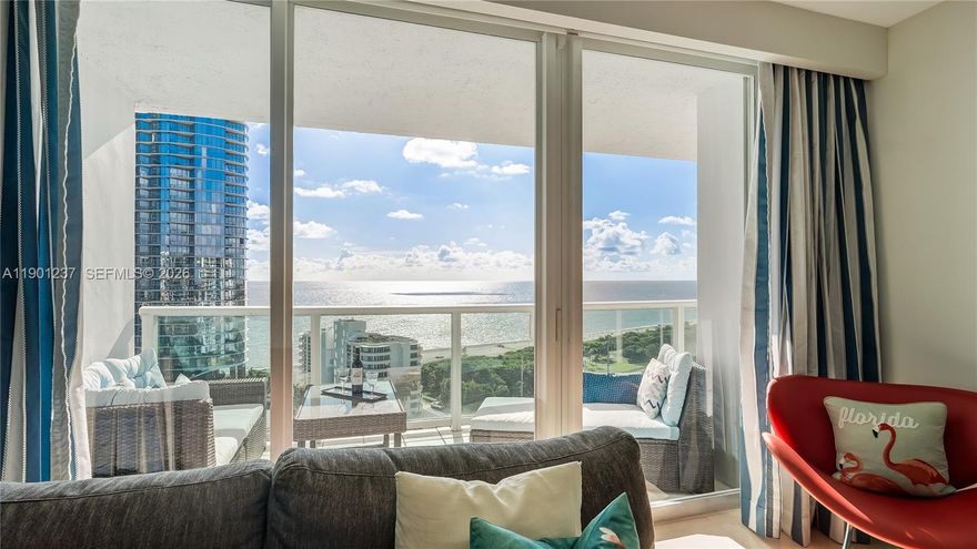 Must Register for Open House 1/18 230-430PM! Welcome to the Most Desired & Rarely Available Line 07. Spectacular Unobstructed OCEANVIEWS from Entry & thru-out this Luxurious, Professionally Upgraded,18th Floor East-facing Beauty! Top-of-the Line EVERYTHING. Travertine Stone Flrs & LED Recessed Lights. High-End Light Fixtures. Chef's Kitchen w/Bosch HomeConnect Oven & Induction Stovetop, Custom Lacquer Cabinets, SS Fridge & DW. Remote Window Coverings. Lavish Primary Ensuite featuring WIC w/Custom Built-ins, Impressive Primary FBth w/high-end WETSTYLE Tub & Grohe Fixtures. Huge Balcony w/3 exits. New AC. Assigned Garage Prkng. Resort-Style Amenities-Heated Pool, Jacuzzi, Gym, Tennis, BBQ. Maint. Incld. Wi-Fi/Cable, Water, AC. Moments to Bal Harbor, Aventura, Airports, i95, Walk to Worship