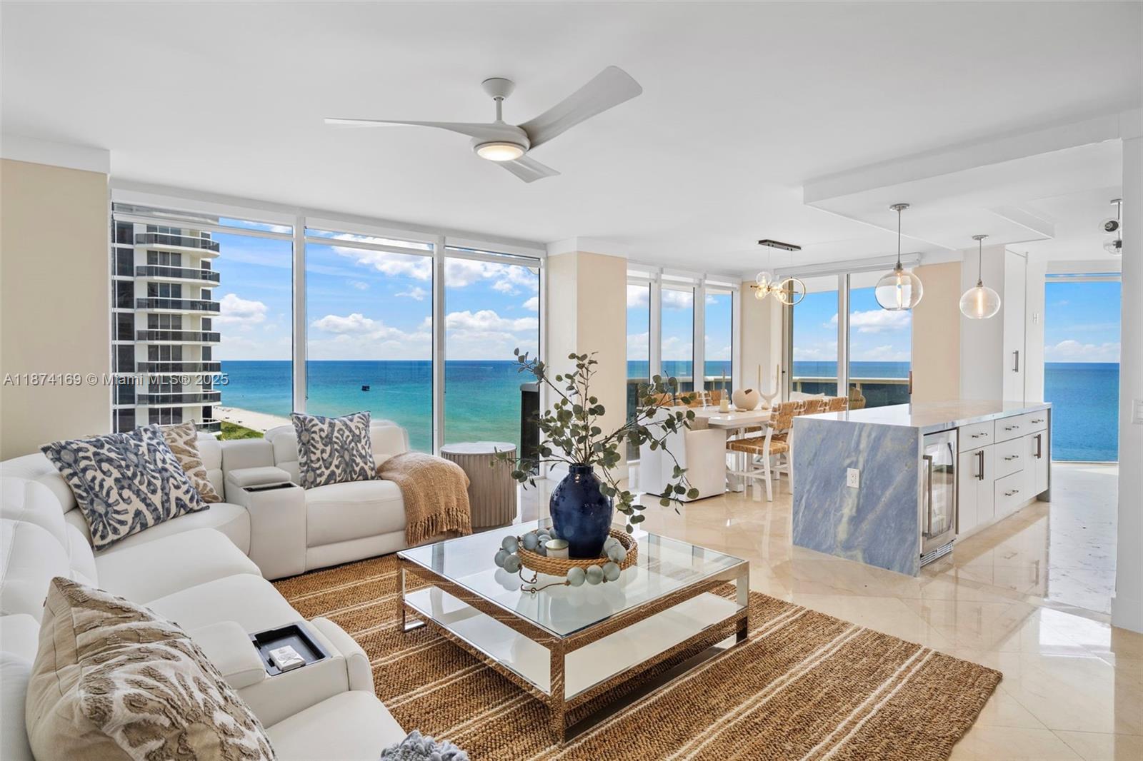 Welcome to this fully furnished 3-bedroom, 3-bath oceanfront corner residence in Miami Beach. This remodeled unit features a gorgeous open kitchen with a nice big island, a spacious primary suite with a generous walk-in closet, a new soaking tub, separate shower, and dual sinks. Floor-to-ceiling windows fill the space with natural light while showcasing beautiful views of the ocean, city, and bay. Additional highlights include an in unit washer and dryer, along with access to resort-style amenities. Available 6 months or a year!