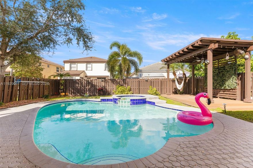 Motivated Seller !!!!Welcome to your dream Home. Two story single home has three bedrooms, two and a half bathrooms, beautiful kitchen, and spectacular backyard with pool, jacuzzi, gazebo Ideal to share with your family and friends.  The roof was replaced in 2023. The property has been completely remodeled, featuring marble floors and bathrooms and a kitchen with quality finishes. Don’t miss this opportunity, make this property the home of your dreams.