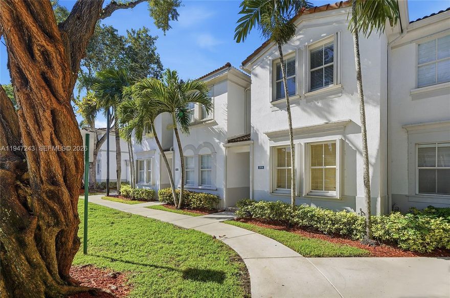 Updated 3-bedroom, 2.5-bath very spacious townhouse located in a gated community in Miramar. Features tile flooring on the first floor and new vinyl flooring on the stairs and throughout the second floor, along with fresh neutral interior paint. The upgraded kitchen offers new quartz countertops/backsplash, and newer microwave, electric range, and dishwasher. The functional layout includes living and dining areas, separate family room, and a spacious primary bedroom with walk-in closet. All bathrooms have been upgraded. Additional features include new light fixtures and ceiling fans, accordion hurricane shutters, and A/C replaced in 2023. Enjoy a private fenced large patio with space for a grill, two assigned parking spaces, and community amenities including pool, exercise room, and playground. Conveniently located near I-75, Miramar Regional Park, Memorial Hospital, schools, shopping, and dining.