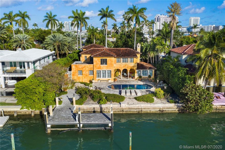 Located on the first of the Venetian Islands, Rivo Alto is walking distance to Sunset Harbor commercial district, parks and The Standard Hotel / Spa. This impeccably maintained Mediterranean Style home sits on an oversized 15,750 SqFt Lot with 90 ft of water frontage. Add your own touch to the current home through the possibility of an extension, build your dream home or enjoy its current layout at the price of the Land. The main house has 4 bedrooms 3 baths. The separate guest house contains a 1 bed / 1 bath ground floor suite + 2 car garage and a second floor 580 s/f 1 bed / 1 bath apartment with living room and kitchen. Per appraisal the total living area equal 4,899 SqFt.