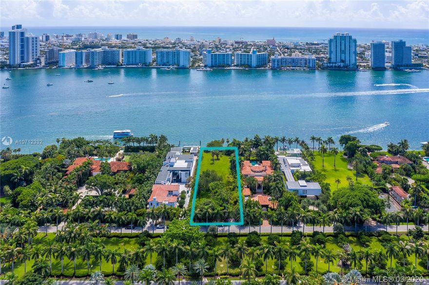 A rare opportunity to own this land on prestigious Star Island and build your dream home. This 40,000 square foot lot offers 100 ft of sparkling waterfront and breathtaking views of the wide bay and Miami Beach. Enjoy living in one of 34 homes on this elite and exclusive island paradise.