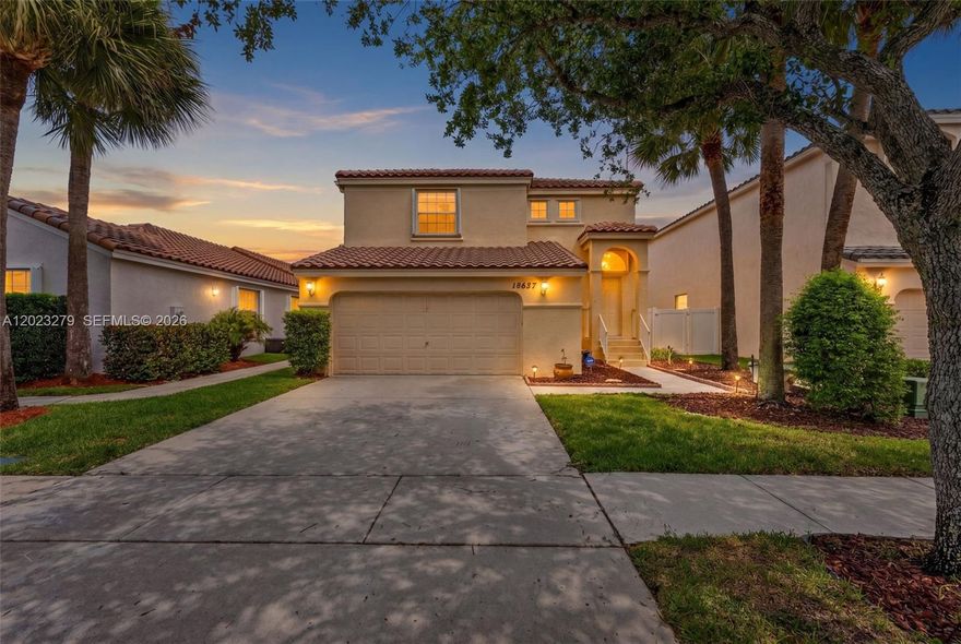 Discover this exceptionally maintained 3-bedroom, 2.5-bath residence located within the gated community of Cherry Bay at Towngate. This beautiful two-story home features soaring ceilings, expansive living areas, tasteful finishes, and abundant natural light throughout. A newer 2022 roof, A/C 2017, and accordian shutters provide added peace of mind. Thoughtfully designed for both comfortable everyday living and effortless entertaining, the home offers formal living and dining rooms, and a well-appointed kitchen complete with granite countertops, stainless steel appliances, and wood cabinetry. Privately situated, the oversized primary suite serves as a true retreat featuring expansive windows, a large walk-in closet, and ensuite bath with dual sinks, a soaking tub, and a separate glass-enclosed shower. Enjoy outdoor living with ample space to create your own private backyard oasis, including room for a pool. Ideally located in the heart of Pembroke Pines near top-rated schools, premier shopping, dining, parks, and major highways, this exceptional residence offers the perfect blend of comfort, style, and convenience. Some images have been virtually staged or digitally enhanced for marketing purposes.
