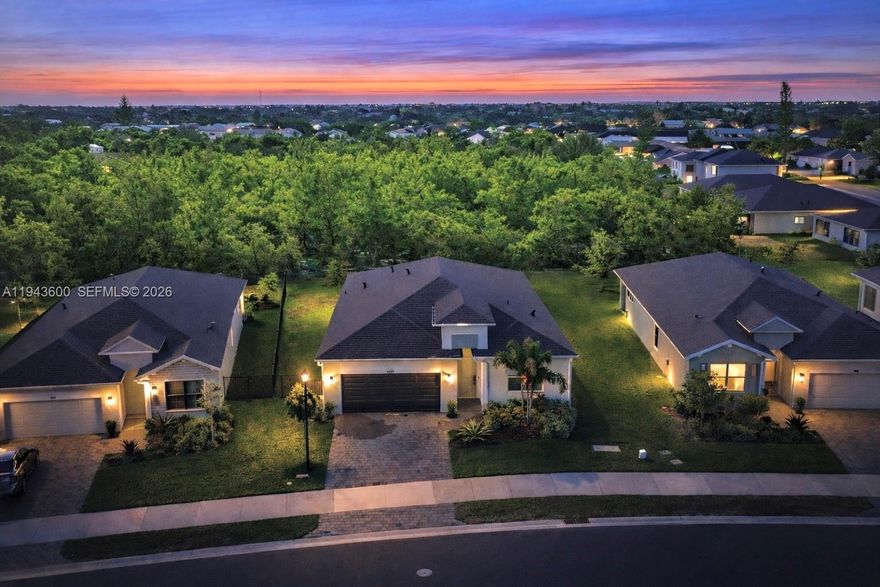 Brand New 2025 4 Bedroom 1- Story DR Horton home in the gated community of Sabal Pointe. Under Builder warranty, located only 3 miles to Hutchinson Island beaches and right next door to Downtown Jensen Beach. Tons of upgrades including Full Hurricane Impact Windows and Doors, Quartz waterfall kitchen island, Smart home which has video/camera doorbell, electronic lock front door, control garage door remotely, alarm sensors thru-out, multiple smart switches, smart thermostat and lights all integrated to the IQ panel which is the hub that bridges entire home devices to the Qolsys IQ Panel touchscreen, glass shower door and dual sinks plus tub, wood tile thru-out entire home. This particular home is one of the largest lots in the community backed up to the preserve and close to community pool. Great rental oppurtunity, allowed to rent right away  6mo or 1 year leases, $3600-$4000 month. Photos are virtually staged and don't depict the "exact" characterization of the home.
