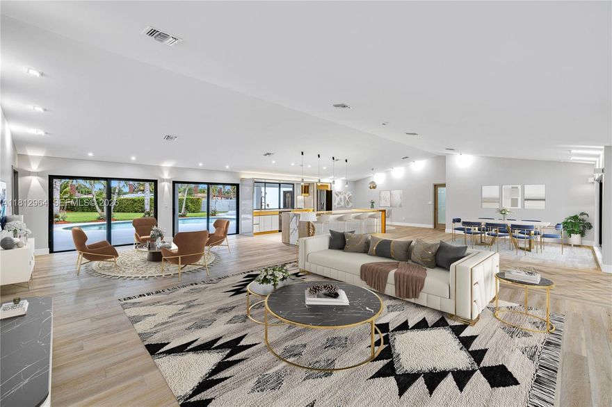 Experience elevated living in this exquisitely reimagined 4-bedroom plus den, 3-bath estate. Meticulously remastered, this sophisticated residence blends modern elegance with timeless comfort. Discover an expansive open floor plan adorned with rich ceramic flooring, & bathed in natural light. The gourmet kitchen is a true showpiece, featuring custom ambient lighting that sets the tone for both intimate dinners and entertaining. The oversized primary suite is your private escape, offering space and tranquility. Every essential has been upgraded — brand new metal roof, electrical, plumbing,AC, and septic- ensuring peace of mind. Enjoy your oversized lot with a resort style pool. Perfectly curated for the discerning buyer, this home radiates upscale charm, & effortless functionality.