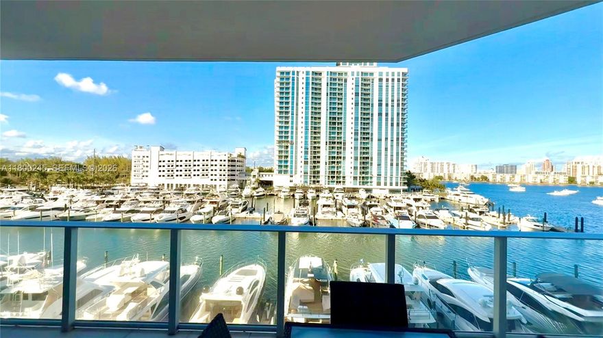 Luxury 2bed/2bath in the prestigious Marina Palms. Modern & bright Fully furnished apartment with Absolutely breathtaking views overlooking the bay and marina!  Experience luxury living in this professionally decorated unit!  Built in closets. Amenities include a fully guarded complex, high class gym, yoga/Pilates room, waterfront pool, children's playrooms, a business lounge, sauna and steam rooms, a club room, and a dog park. One assigned parking spot, valet parking, and storage included. Marina access on premises. Located just minutes from Aventura Mall, fine dining and Sunny Isles. Most see!