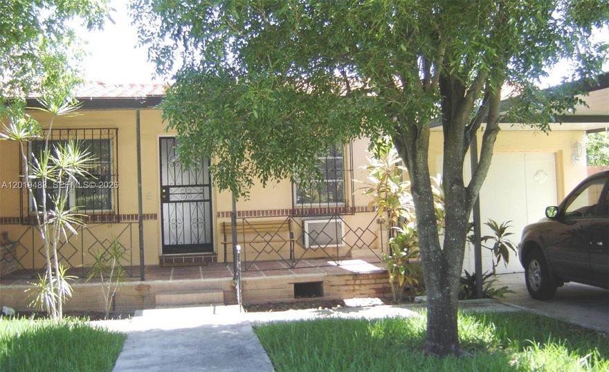 WOW! OPPORTUNITY KNOCKS! Nestled, amongst the trees on a quiet street in the highly desirable Brentwood area of Miami and an Easy Walk to Michelin Star Restaurants and the Miami Design District. This once in a lifetime event is Surrounded by New and Ongoing Construction of Multimillion Dollar Mini-Mansions. Enjoy the feel of a serene residential area in the heart of the excitement that is Miami. The current historical home features 3 bed and 2 baths, 1758 sq.ft. with a 7,000 sq.ft. lot, an open floor plan, travertine tile floors and a new roof. The spacious kitchen offers a center island that opens to the Great Room and includes Granite Countertops and Stainless-Steel Appliances. Perfect for unleashing your creative gourmet side and creating your favorite cuisine.   No pet restrictions 3 A/C Wall Units, 3 ceiling fans.
HERE COMES THE BEST PART! The Sliding Doors in the Kitchen and Den open up to reveal a spacious yard with a Mini, Olympic Size Swimming Pool and Room for an outdoor kitchen.   Perfect for a swim, barbeque and to enjoy the Florida Lifestyle with family and friends.   The possibilities are endless! Add your personal updates, touches and improvements; Convert the garage or build your dream home.