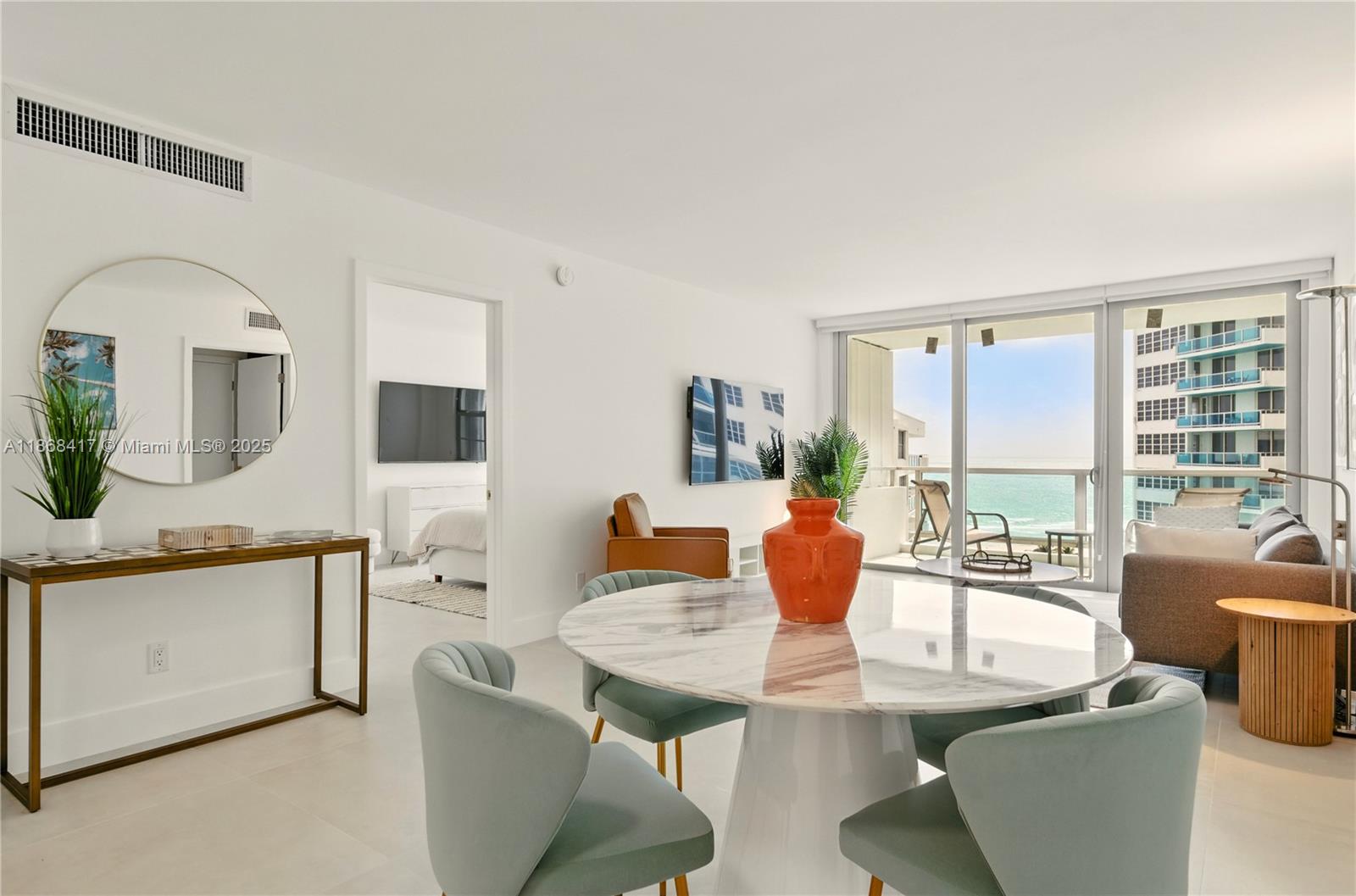 Experience premier beachside living in this renovated, fully furnished apartment direct access to the beach. Available for both short-term and long-term leases, this residence features tasteful décor, modern televisions, kitchen appliances, and all essential amenities to ensure a comfortable and convenient stay. lounge chairs & umbrellas service at the beach and two new barbecues cabanas. There is a Mini Market located in the lobby area and an events ballroom. The lease includes one designated parking space, with an optional valet parking service available for $100 per month. Ideally situated within close proximity to fine dining, shopping, and entertainment venues. Please note, no pets are permitted. Long Term Rental Available