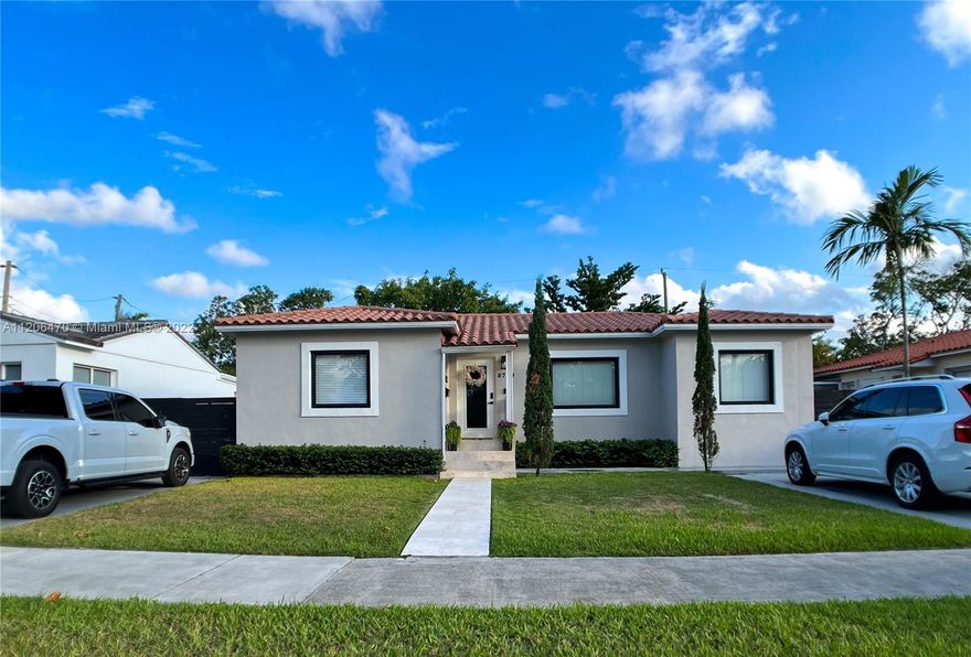 Come inside this West Miami gem that has been waiting for you. This 1600 square foot designer home boasts 3 bedrooms, 2 bathrooms in a split plan configuration allows for in-laws or airbnb for the future owners. Freshly refinished hardwood floors welcome you into an open floor plan, carrera quartz kitchen that is perfect for entertaining and creating memories. The outside deck and backyard has enough space for a pool and/or boat should you desire. Cooper park, Publix, restaurants and shops are all walking distance in an incredibly safe neighborhood. This home truly has it all!