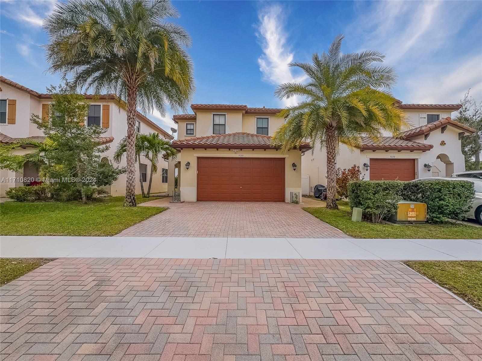 Welcome to this 3-bed, 2.5-bath home with a 2-car garage in a gated community with private security, pool, playground, and pet-friendly stations. This move-in-ready home features luxury vinyl plank flooring downstairs, laminate upstairs, and ceramic tile in the bathrooms and laundry room. The gourmet kitchen has 42-inch cabinets, granite countertops, stainless steel appliances, pendant lighting, and a walk-in pantry. The master suite includes LED crown molding, dual vanities, a frameless glass shower, and 2 closets-a traditional closet and a spacious walk-in closet.
Upgrades include hurricane impact windows, a smart home doorbell and lock, water filtration, gutters, and extended pavers. The large fenced backyard is perfect for outdoor living. Schedule your showing today!