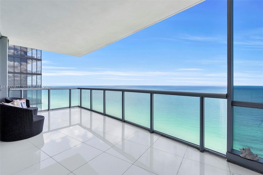 Oceanfront 29th-floor residence in the coveted 2-bedroom + den line at Jade Ocean with 1,487 SF of bright interior space and spectacular direct Atlantic views. Floor-to-ceiling glass and expansive terraces create seamless indoor-outdoor living, while the versatile den is currently configured as a third bedroom, ideal for guests, a home office, or additional sleeping space. The residence features three full bathrooms, spacious walk-in closets, and an open layout designed to maximize light and panoramic ocean views. Designed by world-renowned architect Carlos Ott and developed by Fortune International Group, Jade Ocean is one of Sunny Isles’ premier oceanfront towers. Residents enjoy full-service concierge, an oceanfront infinity-edge pool, private beach club with café and cabanas, state-of-the-art Technogym fitness and wellness center with spa, steam and sauna, business center, and elegant social lounges overlooking the Atlantic. Ideally located in the heart of Sunny Isles Beach, minutes from Bal Harbour Shops, Aventura Mall, and fine dining.