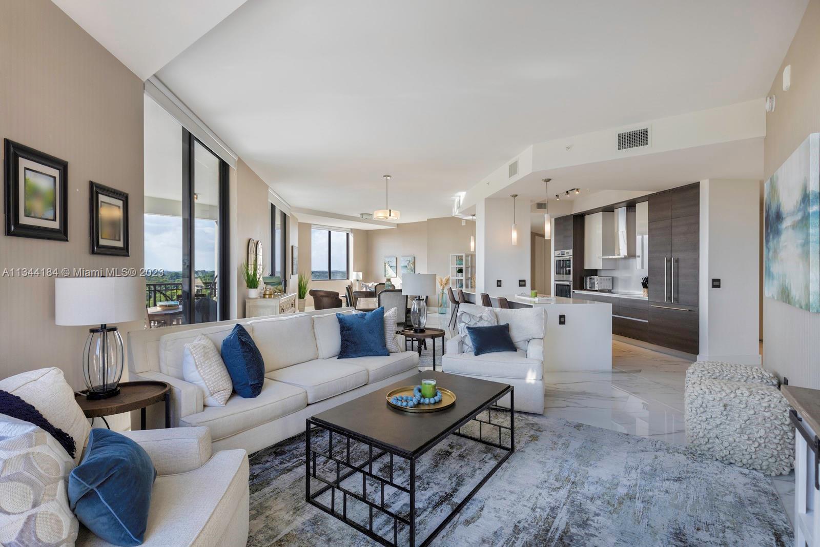 Welcome to this stunning Penthouse boasting 4BD/4BA with 3,100 square feet of living space, this luxurious residence is located in the heart of Coral Gables and only steps away from world class shopping, dining, and entertainment options.
The sleek and contemporary kitchen is fully equipped with top-of-the-line stainless steel appliances, custom cabinetry, and a spacious island open to all your living areas. The expansive master suite has a spa like bathroom, private balcony, and custom finished his/her walk-in closets. Three additional bedrooms, including a junior suite perfect for guests or adult children.
The expansive private terrace, perfect for entertaining or simply enjoying the Florida sunshine. Sip your morning coffee while taking in the stunning panoramic views.