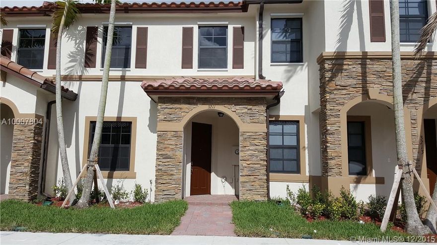 NEW CONSTRUCTION
Be the first family to occupy this beautiful and modern TOWNHOME.  Features include, stainless steel appliances, ice maker refrigerator, self cleaning stove, dishwasher, disposal, utility room, large pantry, carpet only in bedrooms, the rest of the space is tiled.  For your convenience the washer and dryer are INSIDE the home.  Plenty un-assigned parking.  Club house with huge pool, child pay area, fitness room with showers and sauna.