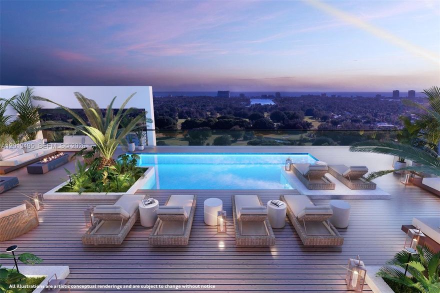 GAIA Residences, Hollywood’s premier luxury condominium. Modern open layout with full kitchen, premium appliances, and elegant bathroom. Enjoy nearly 2 acres of amenities including rooftop pool, fitness center, spa, co-working lounge, 24/7 concierge, valet & EV charging. Owners receive complimentary Golf Club & Beach Club access. Unbeatable location—steps from Downtown Hollywood, Young Circle, restaurants, arts & culture, and just 5 minutes to the beach. Estimated delivery 2028.