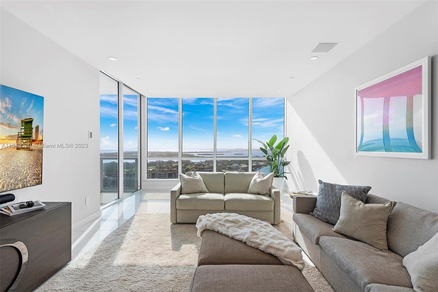 Stunning, high floor 2-bedroom, 2-and-a-half bath home located in the Continuum South Tower. The coveted 02 line is most sought after for its panoramic views and layout. The private elevator and foyer allow for a grand entrance to the open-concept living area. Breathtaking views of the ocean, Fisher Island, Biscayne Bay, and the Miami skyline from every angle. The split floor plan features spacious bedrooms with en suite bathrooms and walk-in closets. Gourmet kitchen with natural stone countertops and European appliances. Boasting tasteful design and décor, this home is being sold completely furnished.