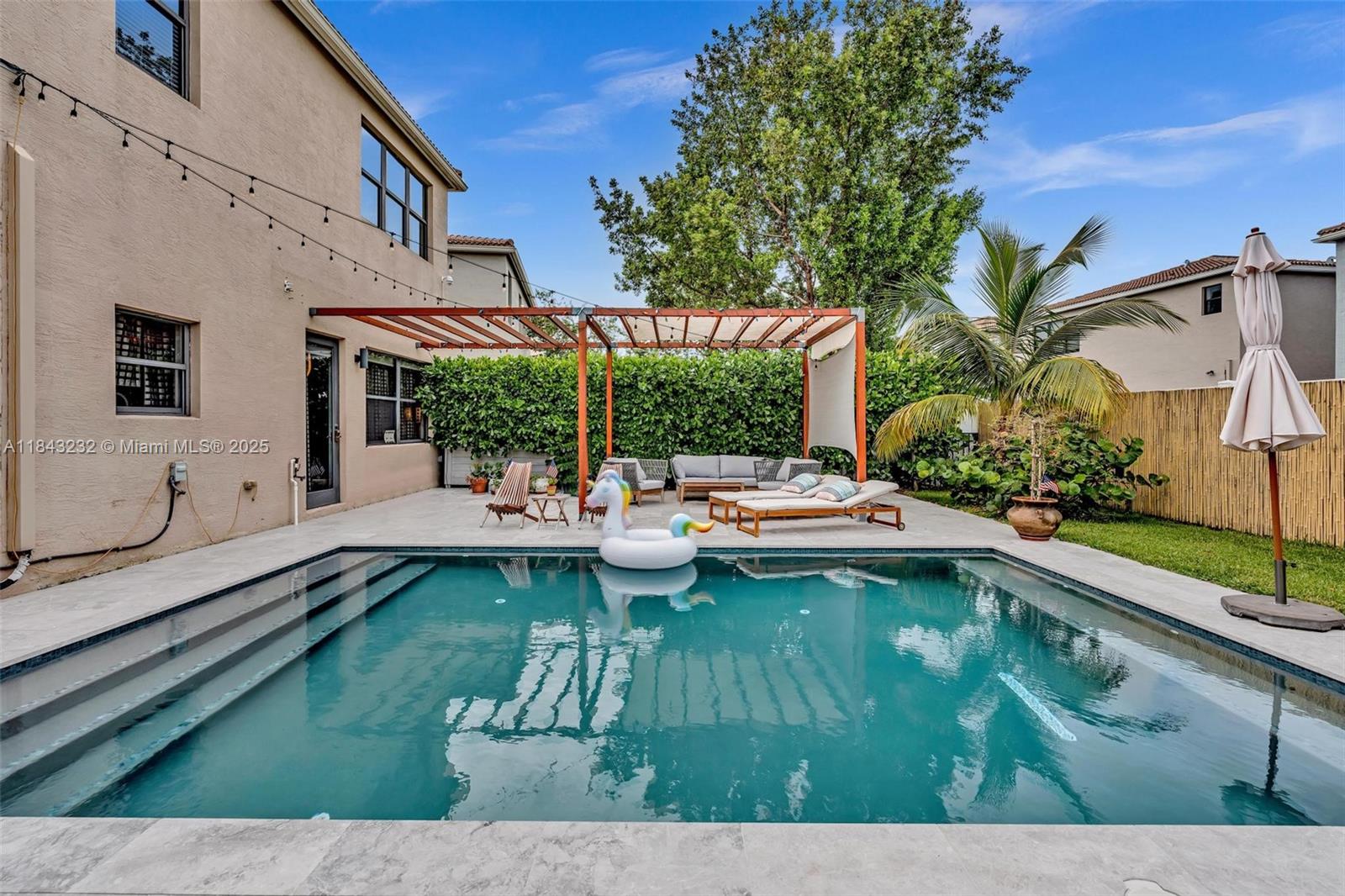 THIS LAKEFRONT, MODERN GEM NESTED IN THE PRESTIGIOUS AVENTURA ISLES COMMUNITY.
PRIVATE BACKYARD OASIS WITH THE BRAND NEW POOL, MARBLE PATIO, JACUZZI, OUTDOOR LOUNGE AND BARBEQUE AREA! THIS HOUSE IS TOTALLY UPGRADED WITH OVER $250,000 IN RENOVATIONS. 4 LARGE BEDROOMS,SPACIOUS CLOSETS @ 2.5 BATHROOMS. KITCHEN OPENS TO THE LIVING ROOM. HIGH END UPGRADES INCLUDING CUSTOM SECURITY ENTRANCE DOOR, SOLAR PANELS, IMPACT WINDOWS/DOORS, CUSTOM ITALIAN DOORS, ELECTRIC CAR CHARGERS, PORCELAN & WOOD FLOORS ON BOTH LEVELS, BARREL TILE ROOF, 2 CAR GARAGE WITH ORGINIZERS. SEPARATE LAUNDRY ROOM, PRIVATE FULLY FENCED YARD. THE AVENTURA ISLES COMMUNITY INCLUDES COMMUNITY PARKS, POOL, MANNED GUARD GATE, LANDSCAPING, CABLE & INTERNET.
