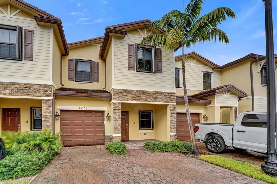 Welcome to Palomino Lakes in Davie! This beautiful 3-bedroom, 2.5-bath townhome built in 2020 offers a thoughtfully designed 1,642 sq ft layout perfect for everyday living or entertaining, an upgraded kitchen with contemporary finishes, a water filtration system, newly installed tile flooring downstairs, a brand-new A/C (2025),  remodeled master bath, accordion shutters, fenced back yard, and a 1-car garage. Move-in ready and meticulously maintained—this home blends style, function, and convenience in a sought-after community. Located across from guest parking and just steps to the community pool. Easy access to the beaches, airports, highways, and more!