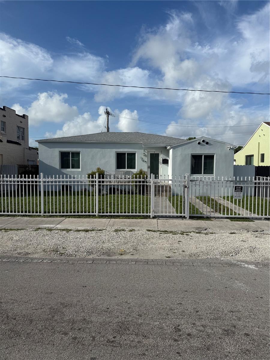 Full of potential, partially furnished 3bd 2ba+FL Room offers comfort+opportunity. Zoned as duplex the detached storage unit offers possibility to convert into income-producing ADU. On 5,150 sq ft lot w| living space of 1,252 sq.ft. SS appliances. New A/C + impact windows/doors (2020), shingle roof (2022). Spacious gated front yard+large backyard perfect for entertaining. Washer+dryer conveniently located in den. Property has seen significant equity growth & offers an ideal mix of move in readiness and +investment. Prime location: Midtown/Wynwood: 2-3 mi, Downtown/Brickell: 5-6 mi, Miami Beach: 8 mi, Miami Int’l Airport: 6.8 mi, Little Havana: 7 mi, Dolphin Mall: 16 mi, Aventura Mall: 10 mi, Oleta River Park: 9 mi, Key Biscayne: 10 mi. Seller offering up to $10K to buyer's closing costs.