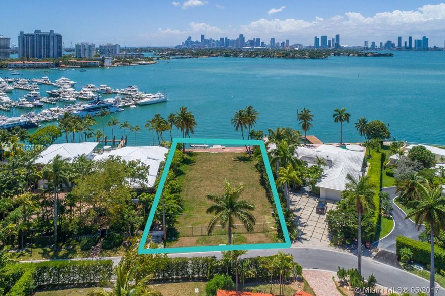 Build your dream home on this perfectly located waterfront lot with a private dock and boat lift on coveted Sunset Island. Enjoy unparalleled open water views and the stunning downtown Miami skyline on this 13,636 SF lot. Featuring 82 ft of direct waterfront this is the perfect canvas for building a dream estate to enjoy Miami Beach luxury living.