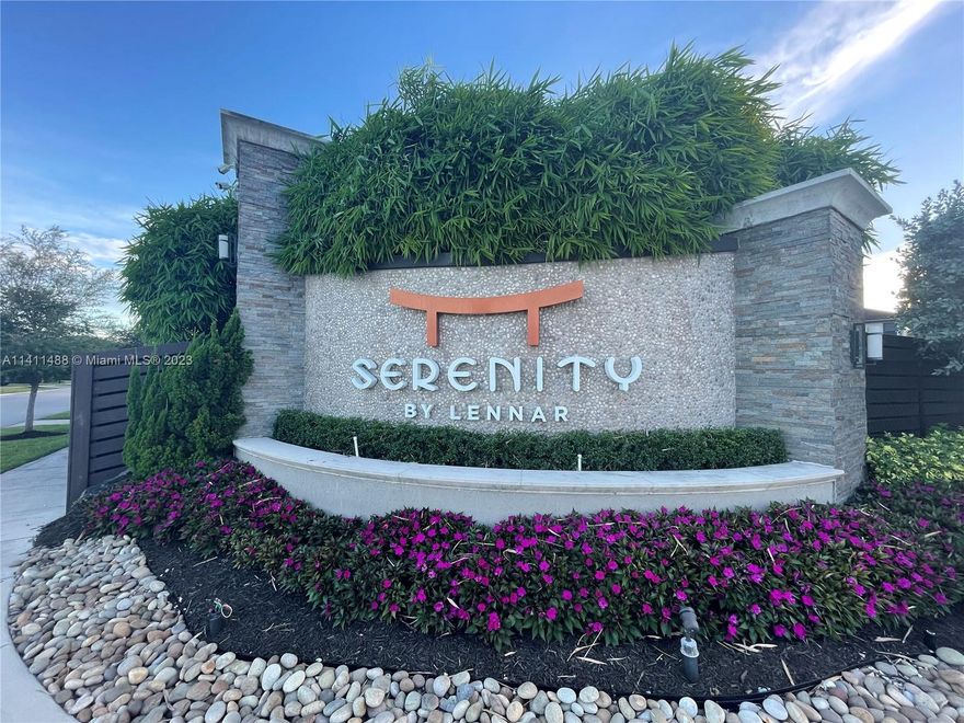 Immaculate one-story house with high ceilings available for rent at Serenity! Freshly painted exterior and interior with 2 perfectly executed lime wash walls. The many windows invite natural light to penetrate the house. The open concept kitchen is perfect for entertaining family and guests; it is equipped with stainless steel appliances. Split plan design offering 2 bedrooms and 1 bathroom passed the foyer. The 3rd room (master bedroom) is generously sized and offers a spacious walk-in closet, separate toilet room and a the huge bathroom with a walk in shower. Very large patio to enjoy barbecues or afternoon cocktails. This will be the perfect home for a small family! Serenity is a sought after community with it's private park located by Tamiami Executive airport, shops and great schools.