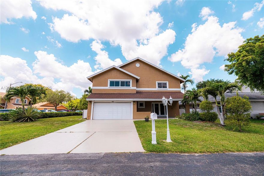 Welcome to this beautifully updated corner home located in one of the most desirable areas of Pembroke Pines, known for its top-rated school district and family-friendly atmosphere.
This move-in-ready property features a newer roof (2019) and upgraded water lines (2020), and a tankless water heater offering peace of mind for years to come. Enjoy energy efficiency with installed solar panels, along with enhanced curb appeal and security thanks to impact-resistant front doors.
Step inside to find freshly painted interiors, soaring high ceilings, and a bright, open layout perfect for modern living.
Situated on a prime corner lot, this home offers plenty of guest parking and added privacy. The wrap-around screened patio provides the perfect space for relaxing or entertaining year-round.
The exterior also boasts a retextured, slip-resistant driveway, adding both safety and style. Additional highlights include a brand-new A/C system with a transferable warranty, making this home as practical as it is beautiful.
Don’t miss this opportunity to own a meticulously maintained home in a highly sought-after neighborhood!