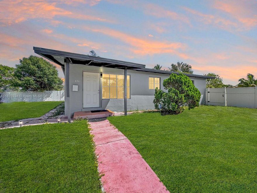 Step into this bright and welcoming 3 bedroom, 2 bath home with mid-century modern updates throughout set on a premium 7,737 sq ft lot. Home features include vaulted ceilings with exposed beams, rich wood paneling and windows that fill the space with natural light. The kitchen offers modern wood look cabinetry, granite countertops, and plenty of storage. Both bathrooms have been tastefully updated. Recent improvements include a newer A/C unit and water heater. Spectacular fully fenced backyard with a covered patio ideal for outdoor living. No HOA. Conveniently located near shopping, downtown Fort Lauderdale, and the beaches.