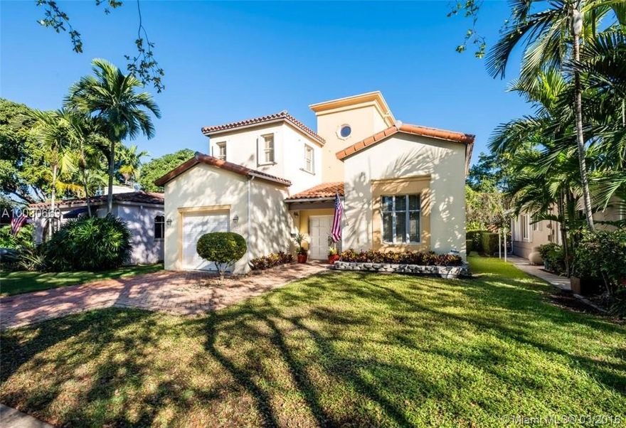 1997 Coral Gables 3/2.5 Home, 2-Story, 12ft+ Ceilings, Tiled. Old Chicago Bricks: Driveway Walkway & Courtyard Private Patio. French Doors. Double Door Entrance, Foyer, Living/Dining, Vaulted Ceilings. Fully Equipped Kitchen. Family Professionally Wired For Surround Sound & Video. 1st Floor Oversized Master Bedroom. Tower Stairwell, 2 BR & 1 Full Bath Upstairs; Upper & Lower A/C Units. Accordion Shutters Upstairs. 1-Car Garage, Tiled, Split A/C Unit, Surround Audio/Video Wired; Use As Garage Or Office.