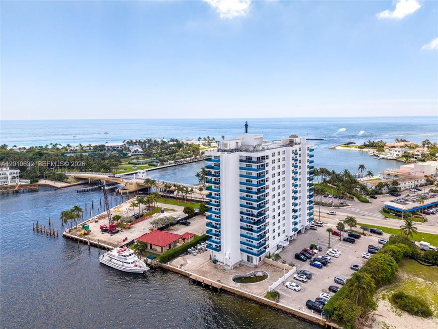 Wake up every day to breathtaking water views and the relaxing coastal lifestyle of Hillsboro Light Towers in Pompano Beach. This beautiful 2-bedroom, 2-bath residence is perfectly located near the iconic Hillsboro Inlet Lighthouse, offering spectacular Intracoastal and ocean views in one of South Florida’s most desirable waterfront communities.

The sale price includes the furniture, making this a perfect move-in-ready opportunity. The unit features spacious living areas filled with natural light and a private balcony ideal for enjoying stunning sunrises and sunsets. Residents enjoy assigned parking for one vehicle, a private storage unit, and convenient on-site laundry facilities with community washers and dryers.

An exclusive highlight of the community is the optional private beach access available through a membership with registration and annual fees, allowing residents to enjoy the beach just steps away.

Conveniently located near waterfront restaurants, marinas, parks, fishing spots, and the vibrant Pompano Beach pier area, this property offers the perfect blend of relaxation, scenery, and coastal living.

Please allow 24-hour advance notice for all showings.