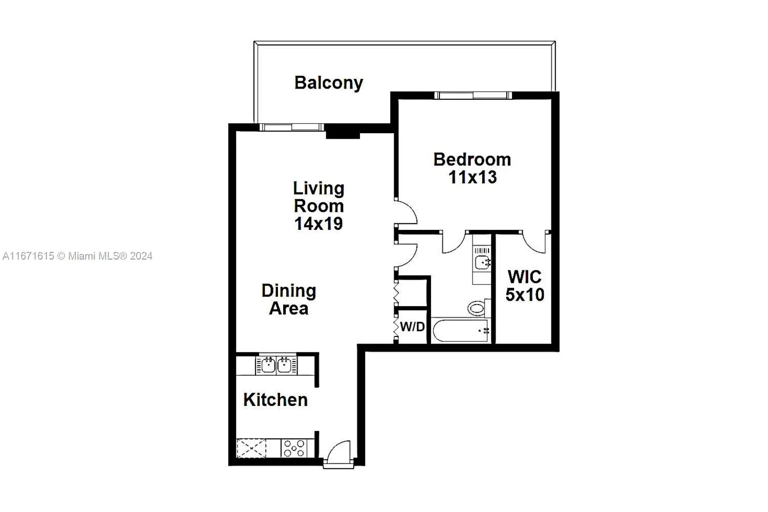 Miami, Florida 33130, United States, 1 Bedroom Bedrooms, ,1 BathroomBathrooms,Residential,Active,40233