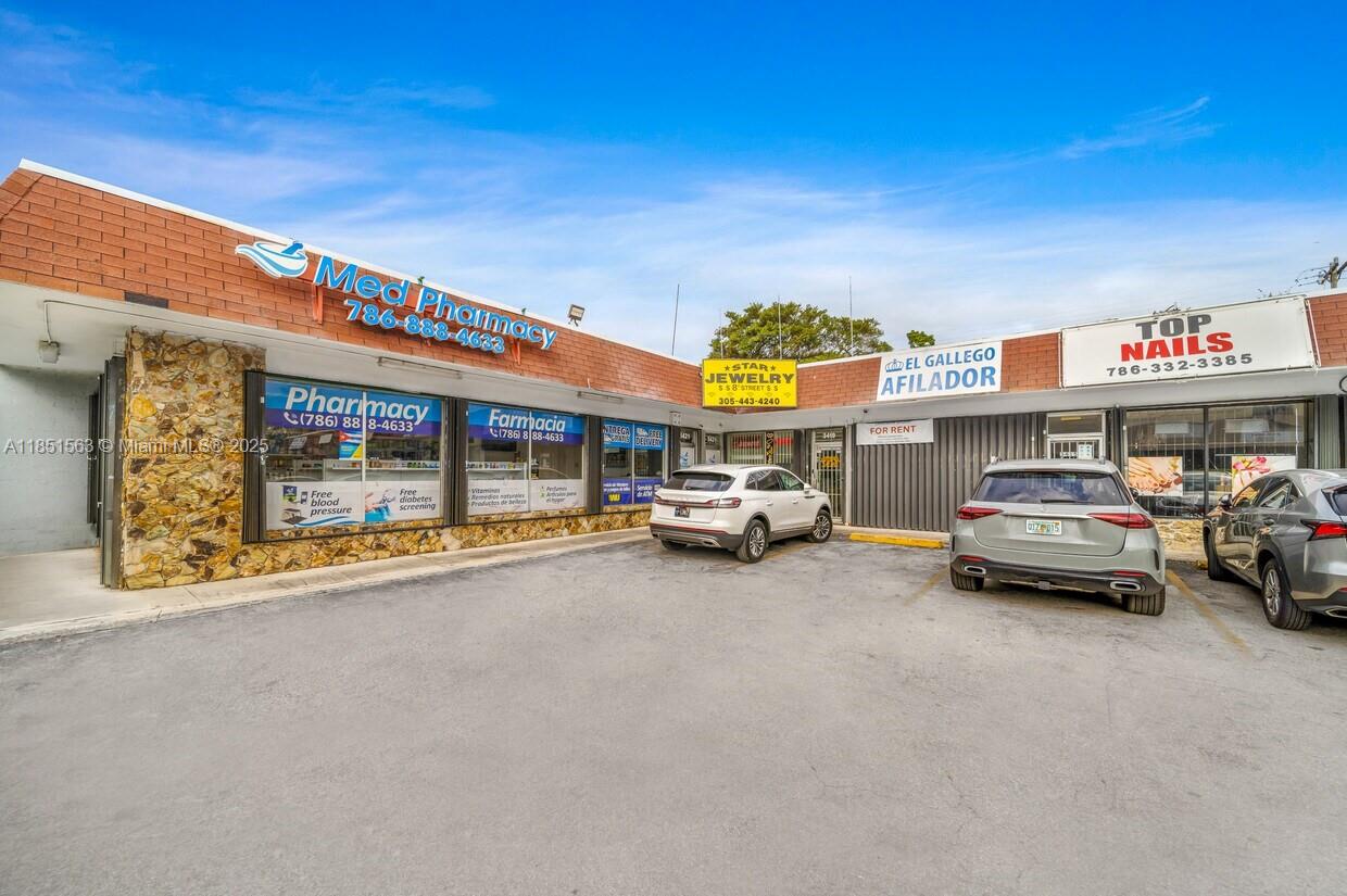 3401 SW 8th St offers a 1,500 SF retail space for lease in a high-traffic location on Calle Ocho. Previously used as a pharmacy, the space is well-suited for a variety of retail uses and features excellent visibility along with ample on-site parking. Located in one of Miami’s most active commercial corridors, this property is ideal for tenants seeking strong exposure and accessibility. Asking $6,000/month.