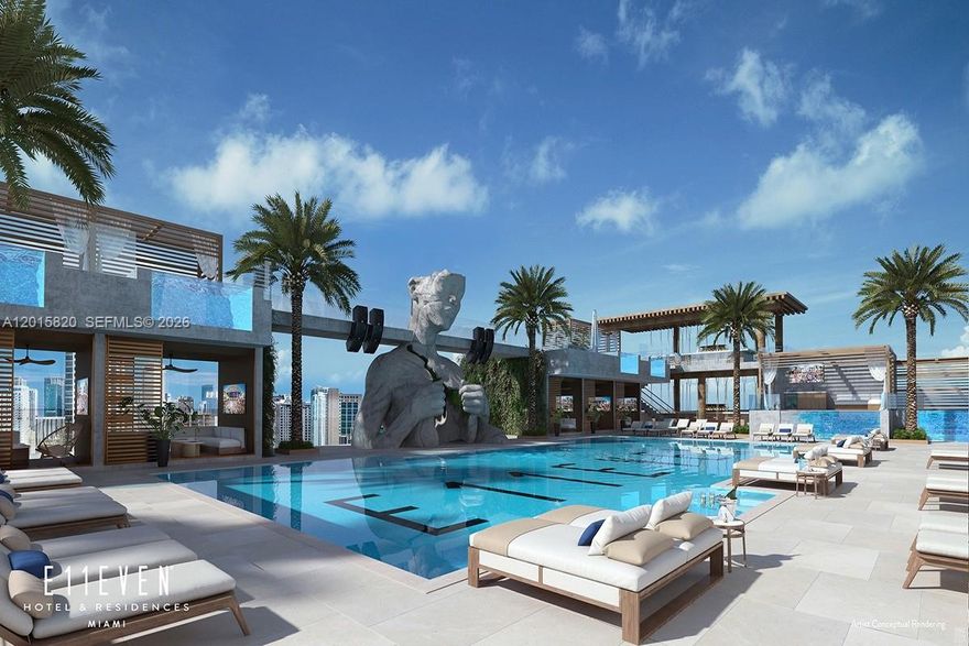 Private beach access exclusively for owners. Fully furnished and turnkey, this exceptional residence is located at Eleven Residences Miami, a spectacular 65-story luxury tower in Miami’s centrally located Park West District. Approved for short-term daily rentals, making it an outstanding investment opportunity or luxury vacation residence.
This is the largest studio line currently available in the building, offering 540 square feet of thoughtfully designed living space. The unit features a sliding partition door that allows the sleeping area to be closed off, creating a more private one-bedroom-style layout while maintaining an open modern feel.
Enjoy breathtaking views of the Miami skyline, Biscayne Bay, and the Atlantic Ocean. Residents are welcomed by an ultra-modern, high-design lobby and sophisticated common areas featuring museum-quality curated art and installations throughout.
World-class amenities include a casino-style Sports Lounge with expansive LED video wall and stadium-style seating, the renowned Chopra Spa & Studio with state-of-the-art fitness center, meditation and yoga experiences, customized wellness treatments, Club E11EVEN® Bar & Lounge, and the spectacular E11EVEN® Day Club & Pool located 11 stories above the city with luxury cabanas overlooking the stunning Miami skyline.
Easy to show.