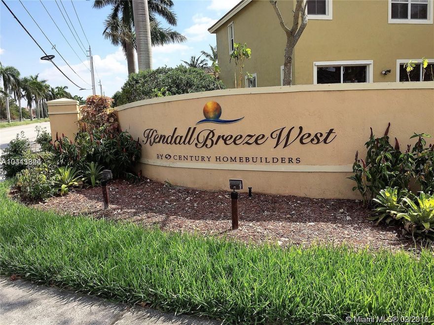 Turn Key Property!! Move into a gorgeous 2 story townhouse in the beautiful community of Kendall Breeze West. Home features recent upgrades such as stainless steel appliances, laminated wood throughout second floor including all bedrooms and walking closets. Spacious social area and lovely patio for entertainment. 1 car garage with utility closet. Community features fantastic amenities including Clubhouse and pool. Home is freshly painted and ready to move in!!Equal Housing Opportunity. Call Listing Agent