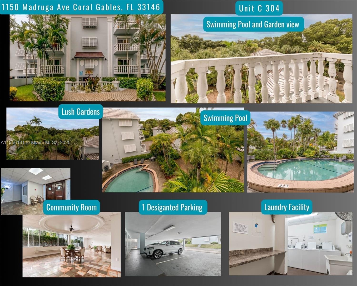 Renovated 1BR/1BA Condo in Prime Coral Gables Location! Stunning, fully updated corner unit in a boutique, secure building in sought-after South Gables. This furnished 1BR/1BA boasts an eat-in kitchen with stainless steel appliances, pantry, hurricane shutters, ample closet space, and a bright living area opening to a balcony with serene pool and lush garden views. Includes 1 covered parking space and storage unit. The Caribbean Club offers a pool, sauna, fitness room, gardens, community room with kitchen, and laundry facilities. Unbeatable location—steps from UM, pedestrian bridge, Publix, banks, shops, and dining, with excellent public transit and Metrorail nearby. Quick tenant screening and rapid association approval—move in right away! Call today!