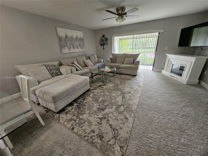 Spacious & Beautifully Remodeled 1,080 SQ FT 2 bedroom 2 bathroom split floor plan condo in the heart of Sunrise. Can be Rented Fully Furnished with televisions and everything else needed for an extra $100 per month. Very well kept corner unit featuring a huge living area and huge walk in closets. 2 screened patios and plenty of storage. Washer and dryer located in the unit. Very close proximity to the pool and barbecue area. INCLUDES: WATER, PEST CONTROL, SECURITY, AND MORE! Centrally located to all major highways, BB&T Center, Sawgrass Mall and more! A MUST SEE*************SCHEDULE A SHOWING TODAY!