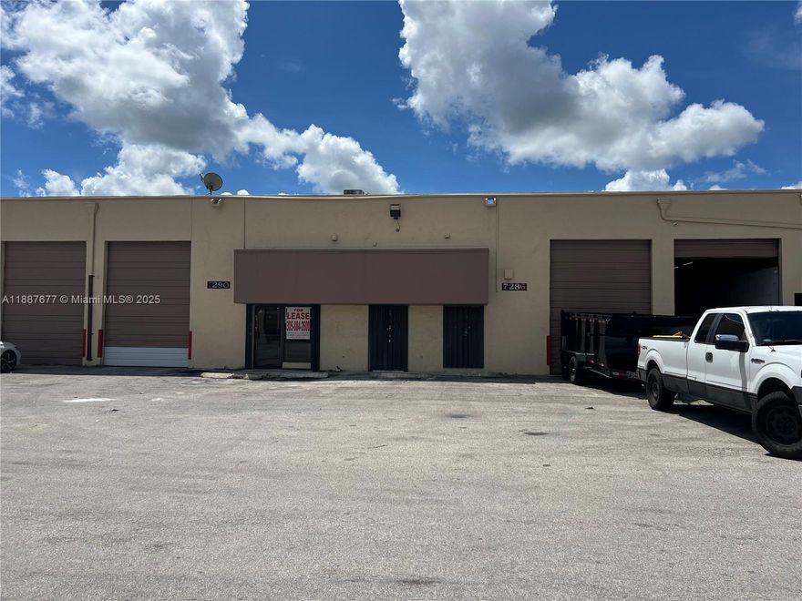 Approximately 3,000 SF warehouse with offices and bathroom under central air. Easy access to Palmetto 826 at NW 74th Street. Unincorporated Miami Dade County.
