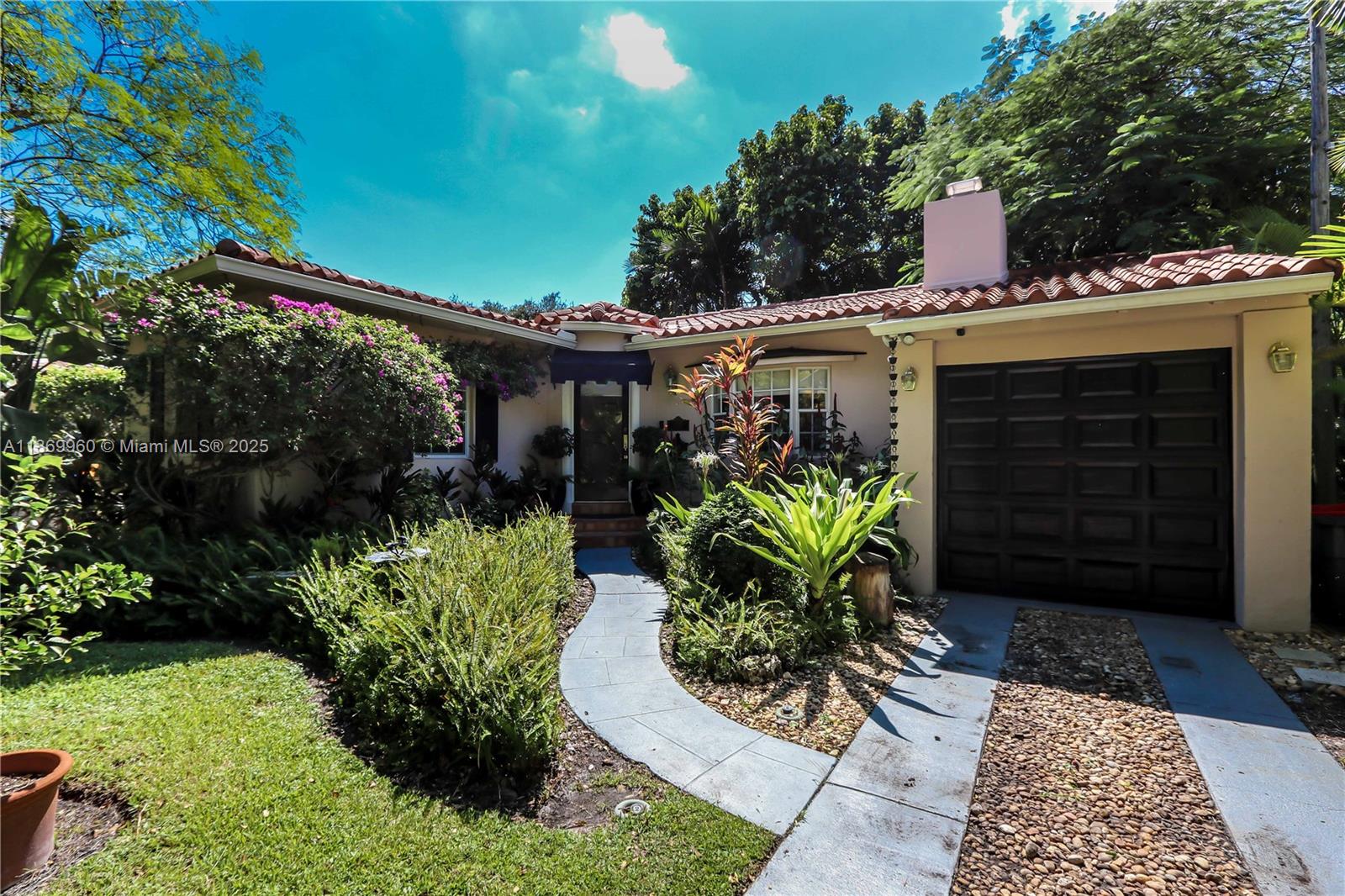 See Broker Remarks for showing schedule. Oozing w/charm, this quintessential Gables retreat is in move-in condition & complete w/very useable indoor & outdoor spaces. The Foyer entry leads to a formal LR w/wide pegged oak wood floors, vaulted open beamed ceiling & wood burning fireplace. Adjacent, is the formal DR leading to the generous, well equipped cooks kt. There is a cozy fam. rm. ideal for home office. The full one car gar. w/storage & w/d completes the home. Dine alfresco on the raised patio deck w/tranquil views of the lush tropical foliage. Sneak over to the outdoor shower w/hot and cold h2o for a true tropical experience. Easy to show, contact LA for access. Tenant pays utilities+ trash and shall carry renter's insurance.