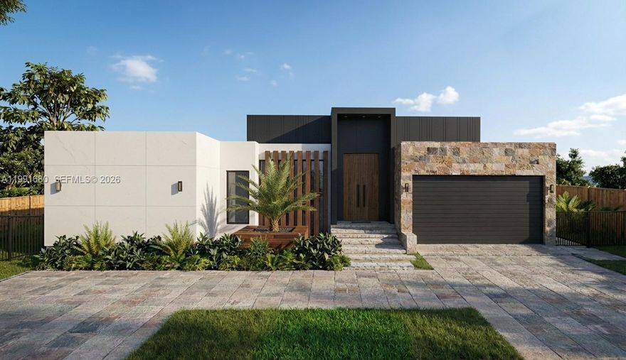 Stunning new construction featuring 4 spacious bedrooms, each with its own private full bathroom, plus a
dedicated office/den ideal for working from home. This modern architectural masterpiece offers an open-concept
layout seamlessly connecting the gourmet kitchen, dining area, and living room—perfect for entertaining and
everyday living. The open kitchen design flows beautifully into the main living spaces and overlooks the pool area,
creating true indoor-outdoor living. Step outside to your private backyard retreat featuring a sparkling pool,
summer kitchen, and cabana bathroom—designed for year-round enjoyment. Every bedroom includes a generous
walk-in closet, providing both comfort and functionality. Smart home ready with modern infrastructure for today’s
technology needs. Two-car garage with sleek contemporary exterior design. The buyer is right on time to
personalize the home—select flooring, interior and exterior paint colors, and appliance packages. Estimated
completion Autumn 2026. Don’t miss the opportunity to customize this exceptional home and make it uniquely
yours.