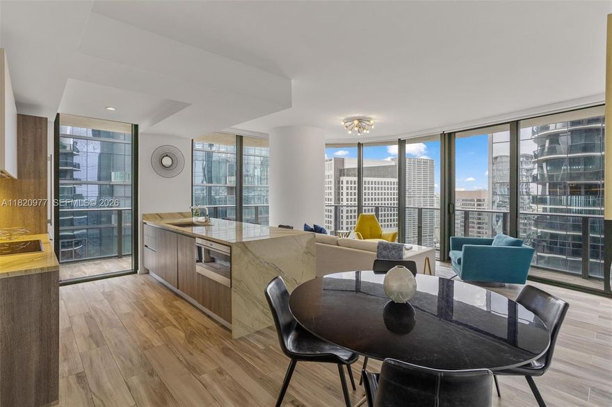 Wonderfully furnished & equipped 2 bed/2 bath unit in SLS Lux sold turn key! Biscayne bay & Miami skyline views await you. Private foyer elevator, 1 covered parking space. Designer furniture and furnishings. Upgraded unit finishes include: Italian Ciot green marble countertops & LED lighting in kitchen, white calacatta luxor marble vanity tops & Toto washlets in bathrms, Italkraft closet system in closets, automated window roller shades throughout. Bldg amenities include: SLS Hotel - 2 pools - Roof top private pool for residents only, Cabanas, bar & restaurants, Fitness Ctr & sauna, Spa,children's playground w/rock climbing, Billiard, Wine & cigar room, game room, putting green, tennis, 45th floor residents wine/cigar lounge. Brickell City Center w/entertainment & dining.Close to airport & M.Beach ** Unit cannot be shown** Tenant occupied till 1/19/2027 @ $6800/mo.** Unit Sold w/occupied tenant, lease fully enforced. Can be seen w/ executed contract & to conduct inspections.** See attached video and floor plan of unit**