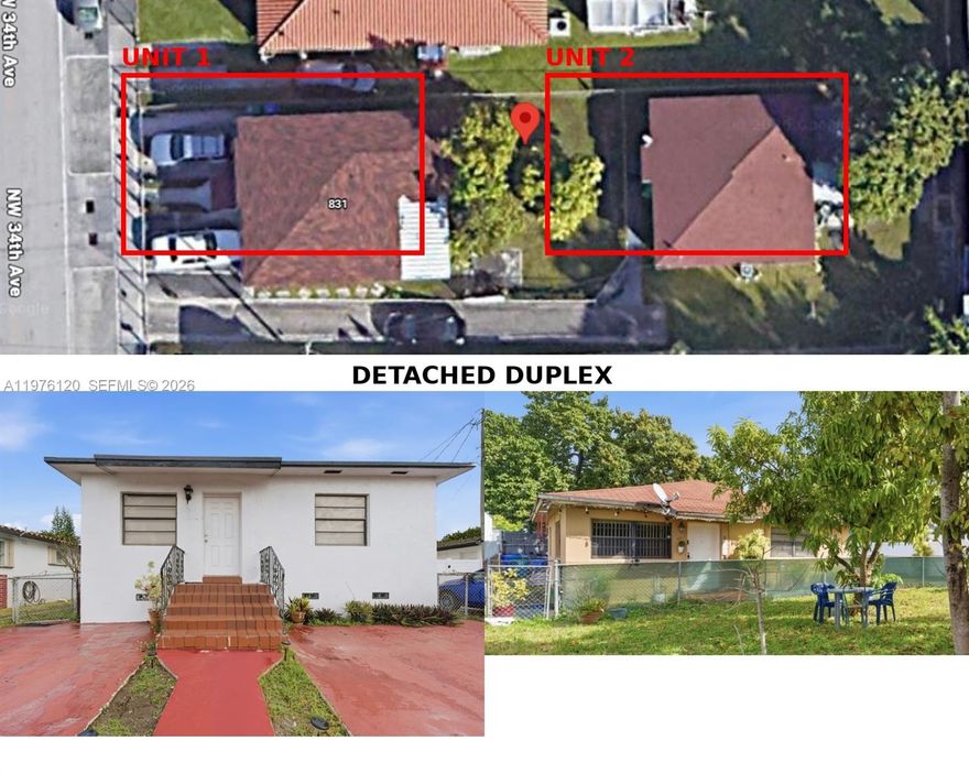 DETACHED DUPLEX Prime opportunity in a high-demand Miami rental corridor. This detached duplex features two separate 2BR/1BA units, offering enhanced privacy and strong tenant appeal compared to traditional attached duplexes. The desirable 2/1 unit mix aligns with consistent workforce housing demand, supporting stable rental income and long-term growth potential. Ideal for investors seeking a value-add opportunity, BRRR strategy, rental reposition, or income-producing hold in a proven high-rental-income area. With proximity to major highways, employment centers, shopping, dining, and public transportation, the location drives sustained tenant demand and rent stability. Equally well-suited for an owner-occupant or FHA buyer looking to live in one unit while renting the other to offset the mortgage and build equity. Whether expanding a portfolio or purchasing your first multi-family property, this asset offers flexibility, upside, and strong market fundamentals.