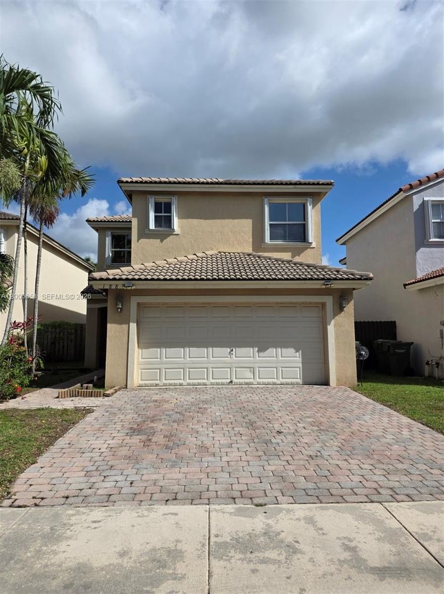 Spacious 3-bedroom, 2 1/2 -bath two-story, 2-car garage home located in a desirable gated community in The Shores at Keys Gate. All bedrooms are upstairs and feature custom closet built-ins, with a versatile loft/office that can easily be converted into a potential 4th bedroom. Convenient 1/2 bath downstairs, newer washer and dryer. The fully fenced backyard offers space to relax or entertain and includes a mango tree and accordion hurricane shutters. This home presents a great first-time home buyer opportunity with FHA/VA low down payment loans and/or the perfect property for buyers looking to add their personal touch. Low HOA includes cable TV, internet, alarm service, private gated access, roaming security, and fantastic community amenities. Conveniently located near shopping, Florida’s Turnpike, Miami, and the Florida Keys.