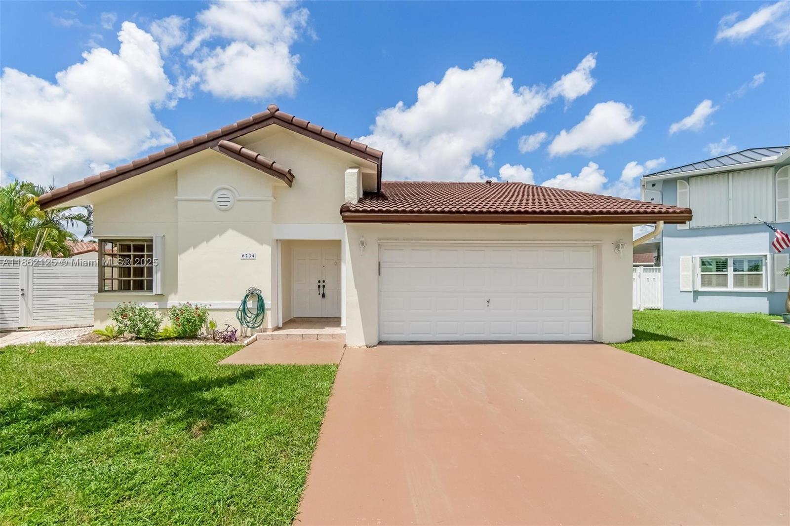 Beautiful updated cul-de-sac home with High ceilings and skylight, offering comfort and style throughout. Features include freshly painted, brand-new bathrooms and a brand-new AC. The Modern Kitchen boasts granite waterfall countertops and stainless steel appliances, which flow seamlessly into the living and dining areas. Outdoor living shines with a large patio, private pool, and mature fruit trees-mango, avocado, and mamey. Double-car garage and spacious layout make this home move-in ready