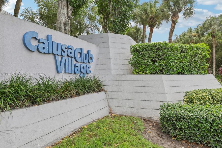 Beautiful Calusa Point Village unit offering the perfect blend of comfort, privacy, and convenience. This  residence features a large balcony, washer and dryer, and extra storage space. Enjoy a bright living and dining area with new A/C, water heater, and appliances. Surrounded by green space and just steps from the pool, this home provides a peaceful setting close to everything you need. The association covers water, insurance, roof, exterior paint, common areas, and amenities, plus nightly security patrol after 8 PM and 24/7 camera surveillance for peace of mind. Residents enjoy a large pool, tennis courts, and walking areas. Conveniently located near The Palms at Town & Country, MDC–Kendall Campus, top-rated schools, hospitals, and with quick access to the Turnpike and Kendall Drive.