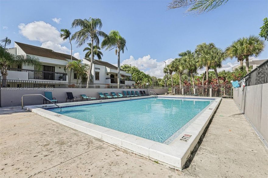 Beautiful Calusa Point Village unit offering the perfect blend of comfort, privacy, and convenience. This  residence features a large balcony, washer and dryer, and extra storage space. Enjoy a bright living and dining area with new A/C, water heater, and appliances. Surrounded by green space and just steps from the pool, this home provides a peaceful setting close to everything you need. The association covers water, insurance, roof, exterior paint, common areas, and amenities, plus nightly security patrol after 8 PM and 24/7 camera surveillance for peace of mind. Residents enjoy a large pool, tennis courts, and walking areas. Conveniently located near The Palms at Town & Country, MDC–Kendall Campus, top-rated schools, hospitals, and with quick access to the Turnpike and Kendall Drive.