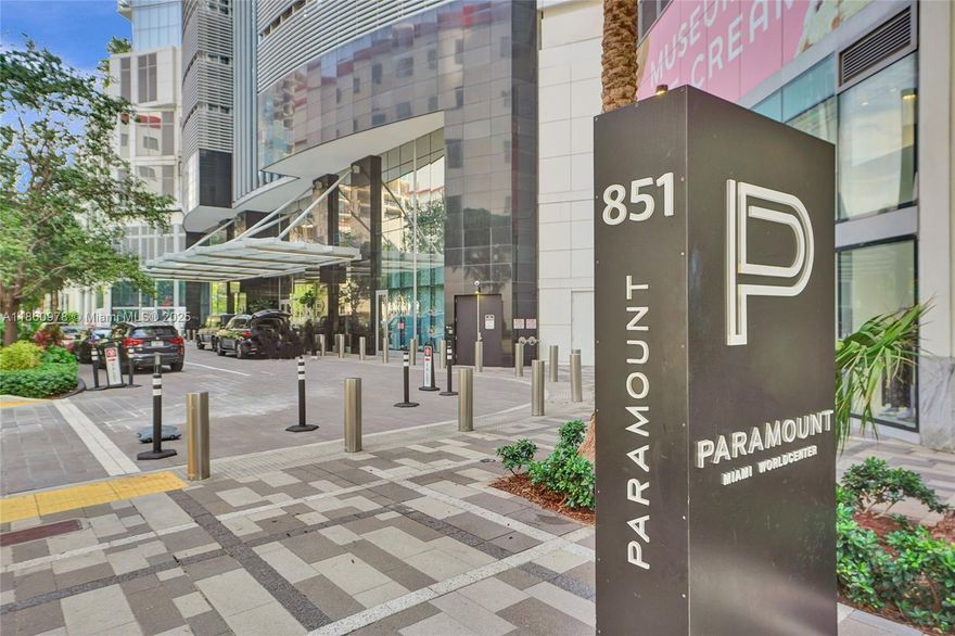 Stunning 1BR + den, 2BA corner unit at Paramount Worldcenter featuring 10’ ceilings, sleek white tile floors, Bosch appliances, quartz countertops, Italian cabinetry, and custom built-in pantry. Den offers perfect space for office or guest area. Paramount boasts resort-style amenities: five pools, state-of-the-art gym with boxing ring, spa, game room, golf simulator, half basketball court, soccer field, tennis, kids’ playroom, and more. Pet-friendly building ideally located in the heart of Downtown Miami, just steps to Brightline, Port of Miami, and minutes from MIA, Wynwood, and Miami Beach.