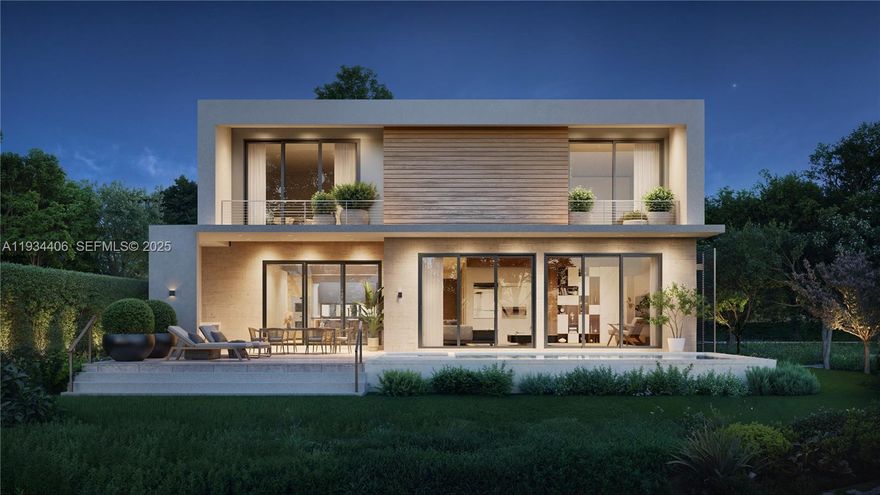 Architecturally refined single-family residence with completion scheduled for January 2026. Offering 4,300 SF of interior space, this thoughtfully designed home features 4 bedrooms, 5 bathrooms plus a powder room, service room, and an additional open flex-room with plumbing ready to convert into a full fifth bedroom with en suite bathroom. Designed in collaboration with an interior and yacht designer, the residence offers a highly functional floor plan with exceptional storage, clean modern lines, and beautifully curated natural light. The arrival experience is framed by a leather-finished travertine façade and a two-car garage. Seamless indoor–outdoor living connects the open layout to a summer kitchen, internal garden, pool, and sun-kissed south-facing outdoor area. A sculptural internal tree is intentionally showcased throughout the home, becoming a defining architectural focal point. The primary suite is a true retreat, featuring a spa-inspired bathroom with teak flooring in the shower and views toward a custom-designed private natural vertical garden wall, curated with plant selections chosen specifically for this space. High-end finishes, integrated systems, and generous storage complete this exceptional residence. Located in Keystone, a gated community just five minutes from Bal Harbour Shops and the beaches, this home offers privacy, convenience, and an elevated coastal lifestyle.