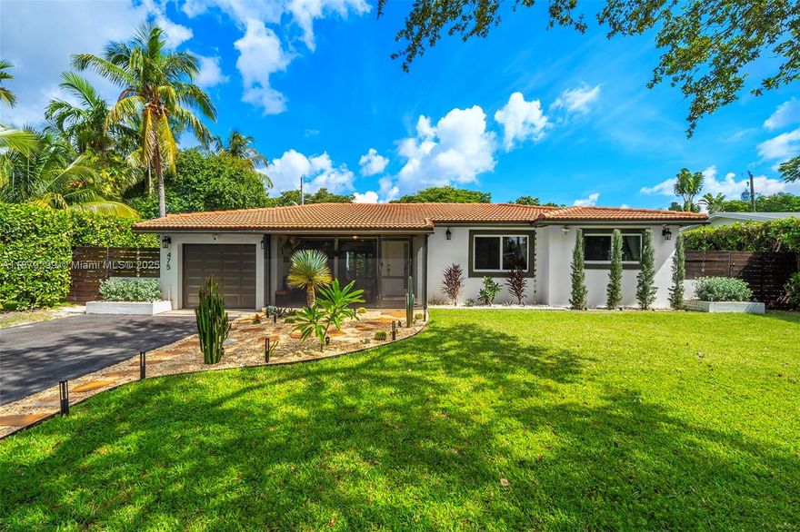 Enjoy modern El Portal living in this beautifully updated home on quiet 88th Terrace. The current owner took great care with the updates he made, including: modern front landscaping; new asphalt driveway; new screened-in porch; fully updated electrical panel; new laundry nook; water filtration system; new drainage field and the list goes on! An open living area greets you upon entry with views into your lush backyard lined with mature clusia that offer tropical privacy. A modern kitchen with ample storage sits adjacent to a clever dedicated office space with barn doors that close for privacy.  All bedrooms and bathrooms are located on the east side of the home with the en-suite primary privately tucked in the back. A small 1 car garage offers extra storage. Move-in ready, easy to show.