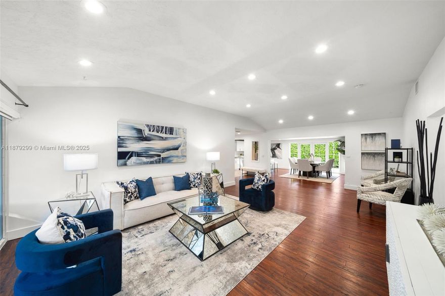 Enjoy modern El Portal living in this beautifully updated home on quiet 88th Terrace. The current owner took great care with the updates he made, including: modern front landscaping; new asphalt driveway; new screened-in porch; fully updated electrical panel; new laundry nook; water filtration system; new drainage field and the list goes on! An open living area greets you upon entry with views into your lush backyard lined with mature clusia that offer tropical privacy. A modern kitchen with ample storage sits adjacent to a clever dedicated office space with barn doors that close for privacy.  All bedrooms and bathrooms are located on the east side of the home with the en-suite primary privately tucked in the back. A small 1 car garage offers extra storage. Move-in ready, easy to show.