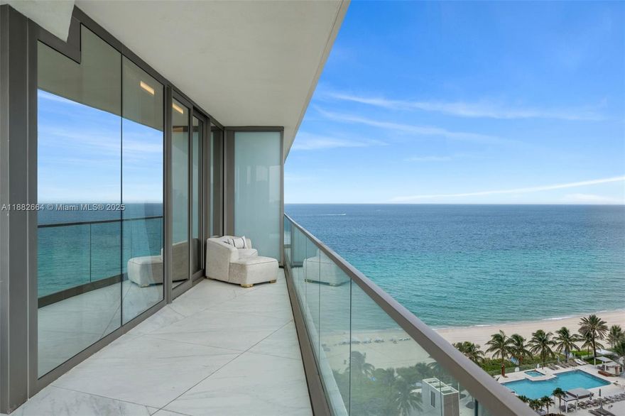 Discover refined coastal living in this 2BR/2BA corner residence at Armani Casa Tower. Featuring 1,212 sq. ft. of interiors and an expansive 1,000 sq. ft. wraparound balcony with summer kitchen, this fully furnished home offers panoramic ocean, Intracoastal, and skyline views from every room. Designed with 10-ft floor-to-ceiling windows, an open layout, and a gourmet kitchen with top-tier appliances, the residence blends elegance with functionality. The primary suite includes a spa-inspired bath with soaking tub, glass shower, and walk-in closet. Set on a 3.2-acre oceanfront site, residents enjoy exclusive amenities: heated pools, spa, sauna, fitness center, children’s play area, social lounges, valet, and direct beach access. A true luxury lifestyle in the heart of Sunny Isles Beach.