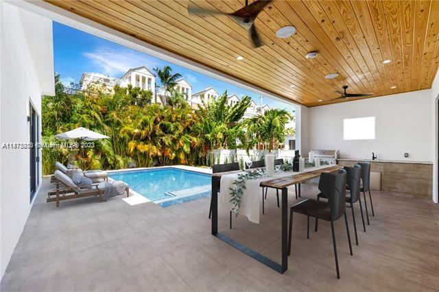 Original villa built in 2023 in the heart of Fort Lauderdale, one of the best location. Welcome to this one-story single family home that features modern luxury and architecture with very impressive open living areas. 4 bedrooms, 4 bathrooms, 3028 sqf under air + 441 sqf large garage (2 cars & motorcycle), 16 ft ceilings (incredible feeling of space: Gorgeous open kitchen featuring quartz countertops/backsplash and 10' center island. JennAir double fridge Do you work in Miami? Very close Brightline station (4mn by car 20 mn walking). No traffic. No HOA.Short Term Rental allowed.