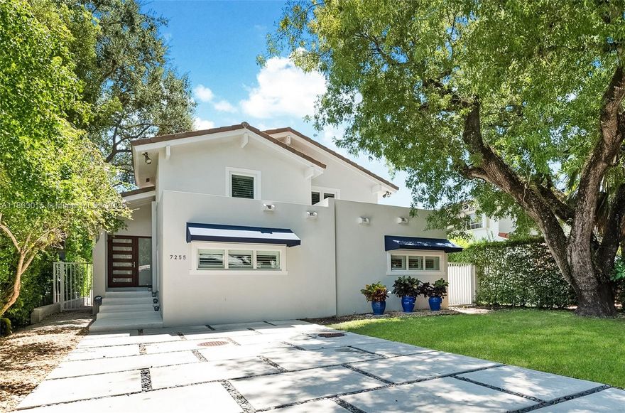 Immerse yourself in sought after High Pines neighborhood steps from shops, restaurants, & all South Miami offers.Home has voluminous entry that opens to large living area w/ open floor plan. Sensible layout flooded with light & great flow for comfortable indoor-outdoor living. Open kitchen features stainless steel Thermador appliances & wine cooler. Downstairs primary bedroom offers large spa bath, jetted shower, Toto toilet system & custom cabinets in bath/closet. Second floor dedicated to 3 bedrooms, 2 baths w/ jetted showers & balcony overlooking resort like sparkling pool. Home was fully renovated 2016 w/ new roofs in 2008 & 2016. Impact windows/doors, plantation shutters, zebra shades, sound system, ATU septic system, exterior cameras & more add to the home special features. A beauty!